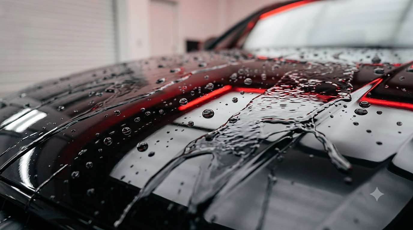 Ceramic coating — Water-beading, fresh application