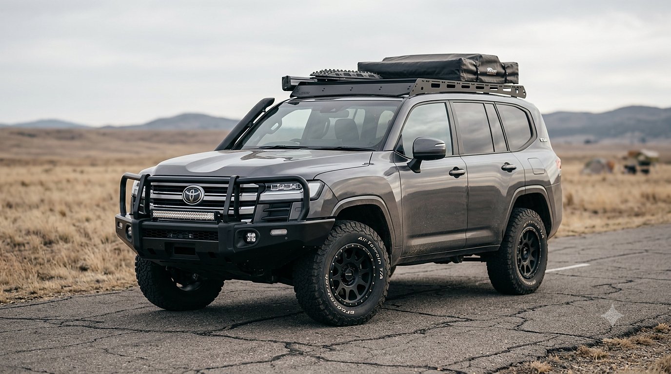 LC300 overland build — Roof rack, rooftop tent, brush guard