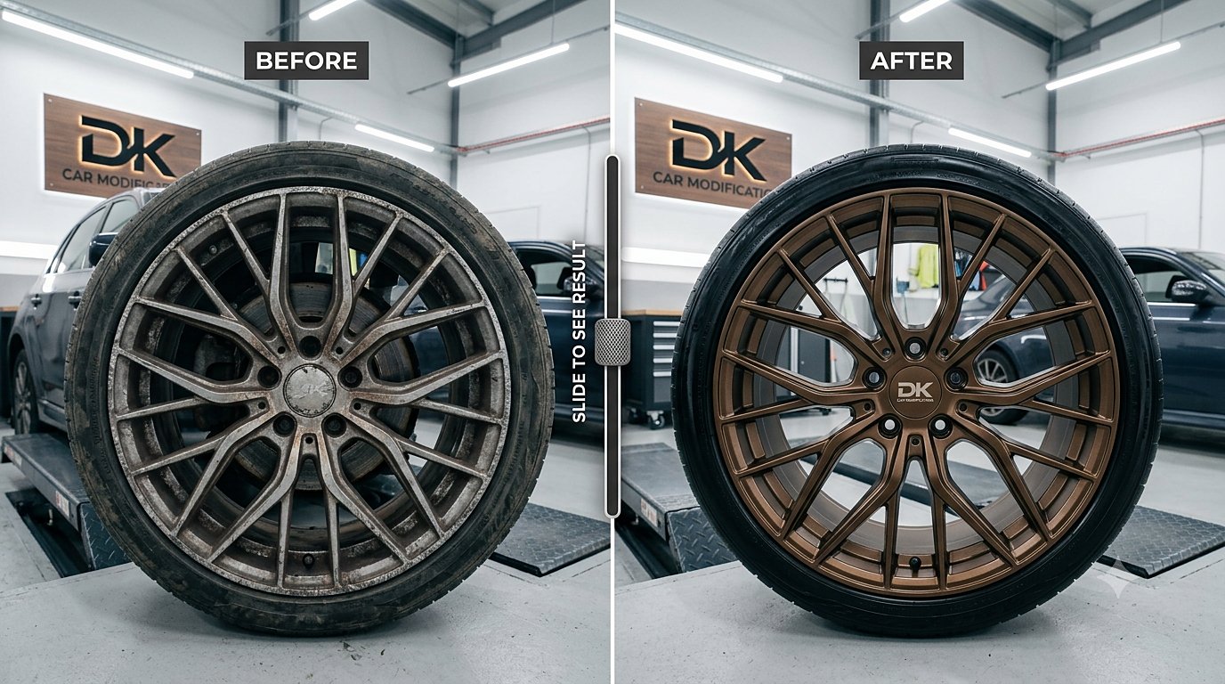 Wheel refinish — Before & after, same wheel
